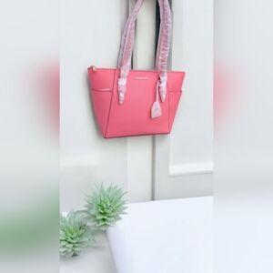 Michael Kors Charlotte Large Top Zip Shoulder Tote Bag Tea Rose (NWT)